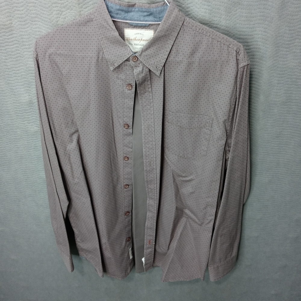 Weatherproof men's large long sleeve button gray/p